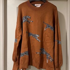 Leopard Print Brown Sweater